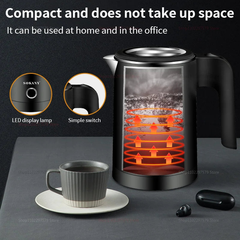500ML Stainless Steel Portable Electric Kettle — Travel Water Boiler Pot for Hotel, Home, Kitchen, Tea, and Coffee