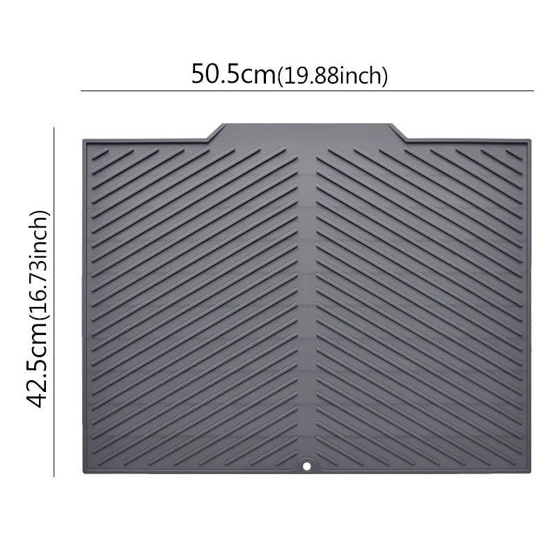 Silicone Draining Board Mat | Folding Drying Pad with Raised Edges for Kitchen Pots & Cups | S/M/L Sizes