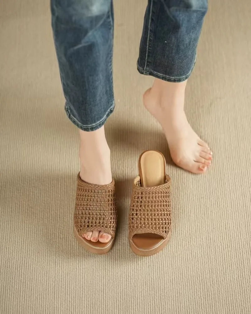 Women’s Platform High Heel Summer Sandals – Thick Sole Casual Slip-On Shoes
