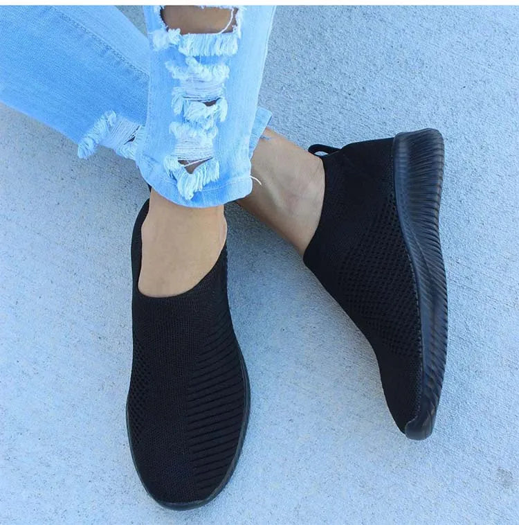 Women’s Fashion Sneakers — Casual Walking Flat Platform Sock-Style Chunky Slip-On Shoes