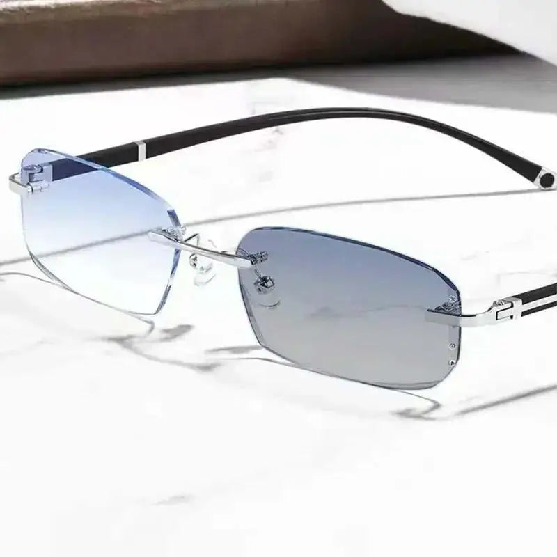Luxury Diamond-Cut Photochromic Reading Glasses – Rimless Men’s & Women’s Color-Changing Presbyopia Eyewear