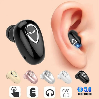 Mini Invisible Bluetooth Earbuds - Wireless HiFi In-Ear Headphones with Mic for Music, Gaming and Sports