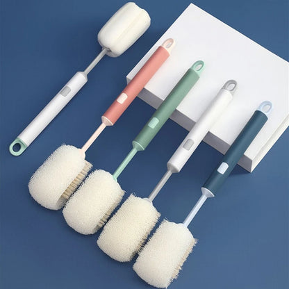 Removable Long Handle Soft Sponge Brush – Kitchen Cleaning Tool for Coffee, Wineglass & Bottle Cups