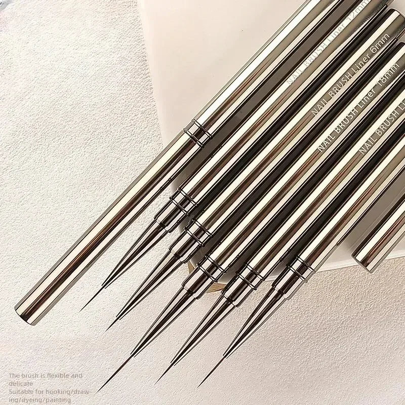 Nail Art Liner Brushes – Striping & Drawing Pens for Elongated Lines, 6–25mm Professional Manicure Design Tools