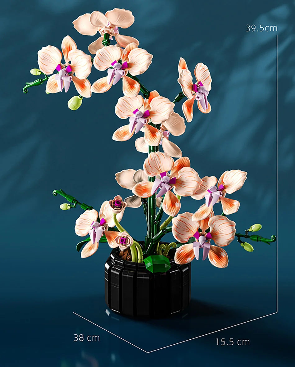 Orchid Cymbidium Building Blocks Set – DIY Potted Phalaenopsis Flower Simulation Toy for Valentine’s Gift