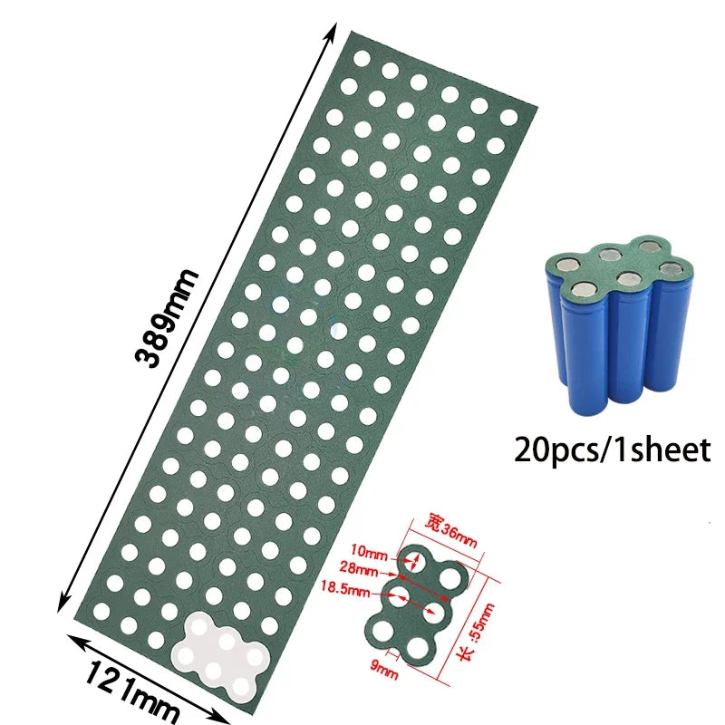 2-6P Hollow & Solid 18650 Li-ion Battery Insulating Gaskets – Positive Pole Protective Stickers with Highland Barley Paper Design