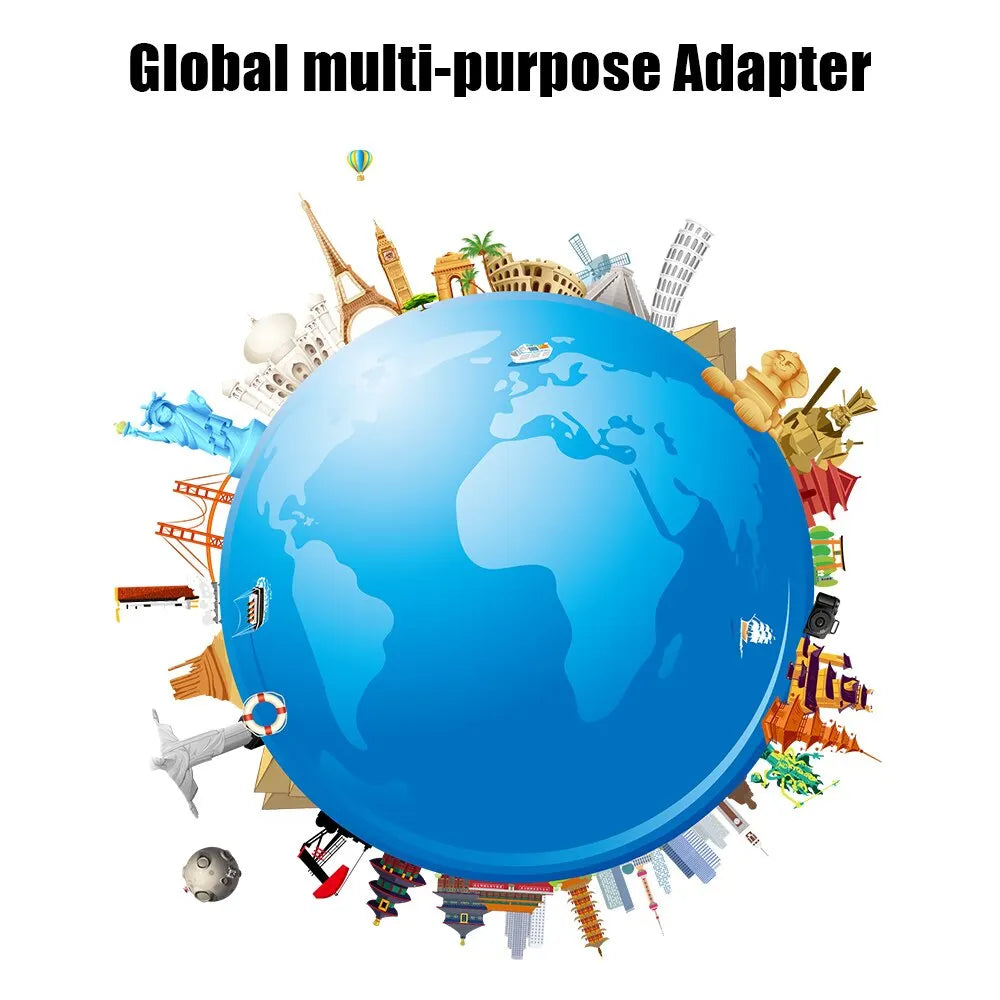 All-in-One International Plug Adapter — AU, US, UK, EU Converter with 2 USB Ports for World Travel