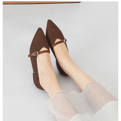 2024 Women's Flat Shoes – Pointed Toe Soft Knitted Sole, Breathable & Comfortable Spring and Autumn New Model