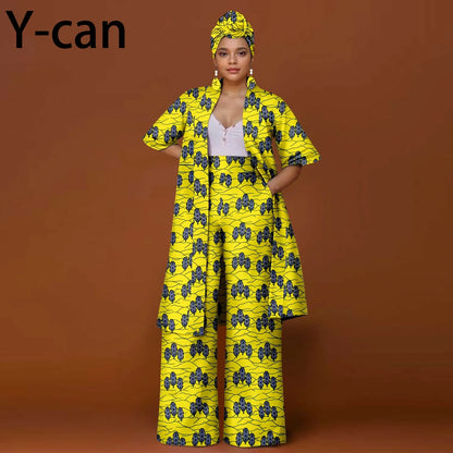 African Ankara 2-Piece Suit Set for Women - Traditional Print Jacket & Pants for Office, Business & Party Wear
