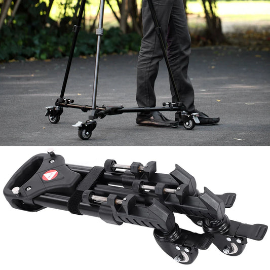 VX-600 Foldable Camera Tripod Dolly – 3 Wheels Stand with Pulley Base, Universal Tripod for Easy Camera Movement