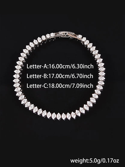2024 New Luxury Tennis Bracelet – Marquise, Oval & Square Cut Silver Bracelet for Women, Party Gift Jewelry S7062