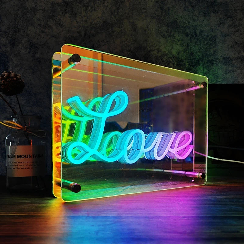 Neon 3D LED Table Lamp – Colorful Thousand Layer Mirror Light for E-Sports, Bedroom, Birthday & Party Decor