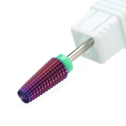Purple 5-in-1 Tapered Carbide Nail Drill Bits - Milling Cutter for Manicure, Gel & Acrylic Removal, Nail Accessories Tool