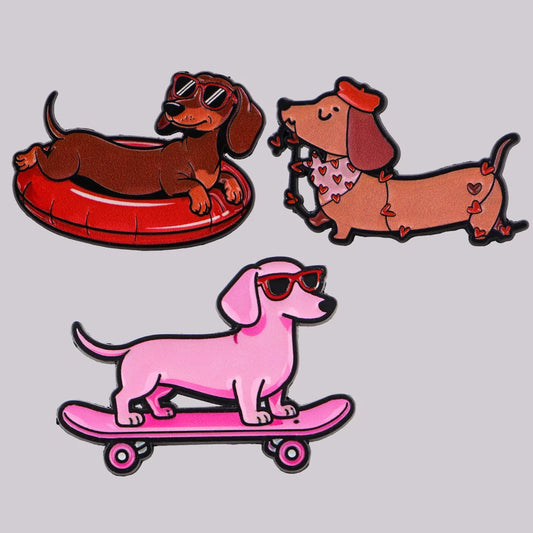 Cute Dachshund Enamel Pin – Cartoon Dog Brooch Lapel Badge for Backpack, Clothing & Gifts