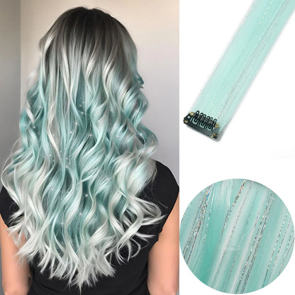 22-Inch Colored Clip-In Hair Extensions – 6pcs Straight Synthetic Party Highlight Hairpieces