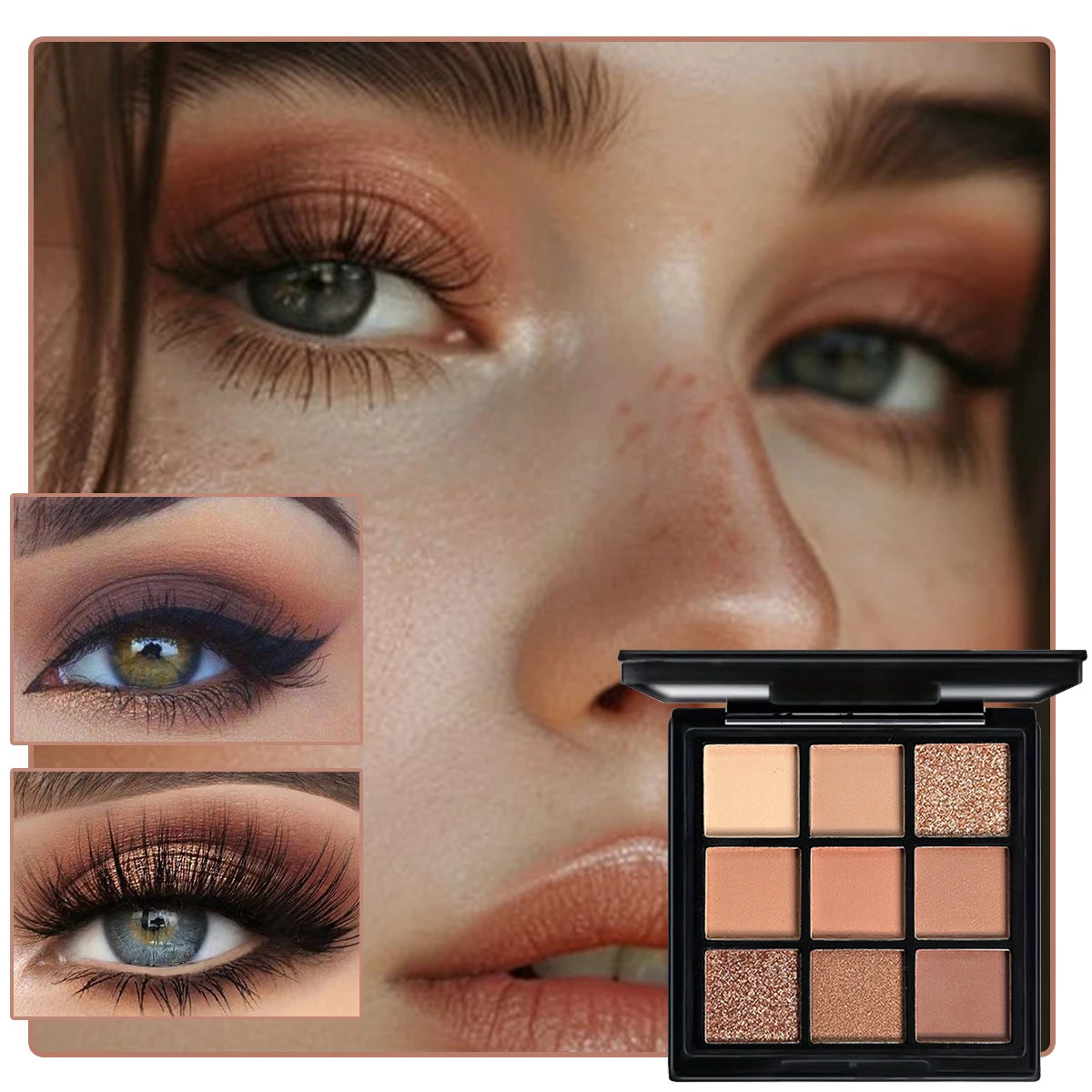9-Grid Red Eyeshadow Palette – Purple Glitter, Pearlescent Matte & Shimmer Long-Lasting Eye Makeup for Women