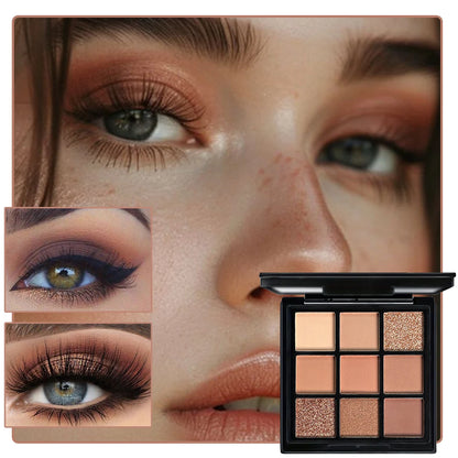 9-Grid Red Eyeshadow Palette – Purple Glitter, Pearlescent Matte & Shimmer Long-Lasting Eye Makeup for Women