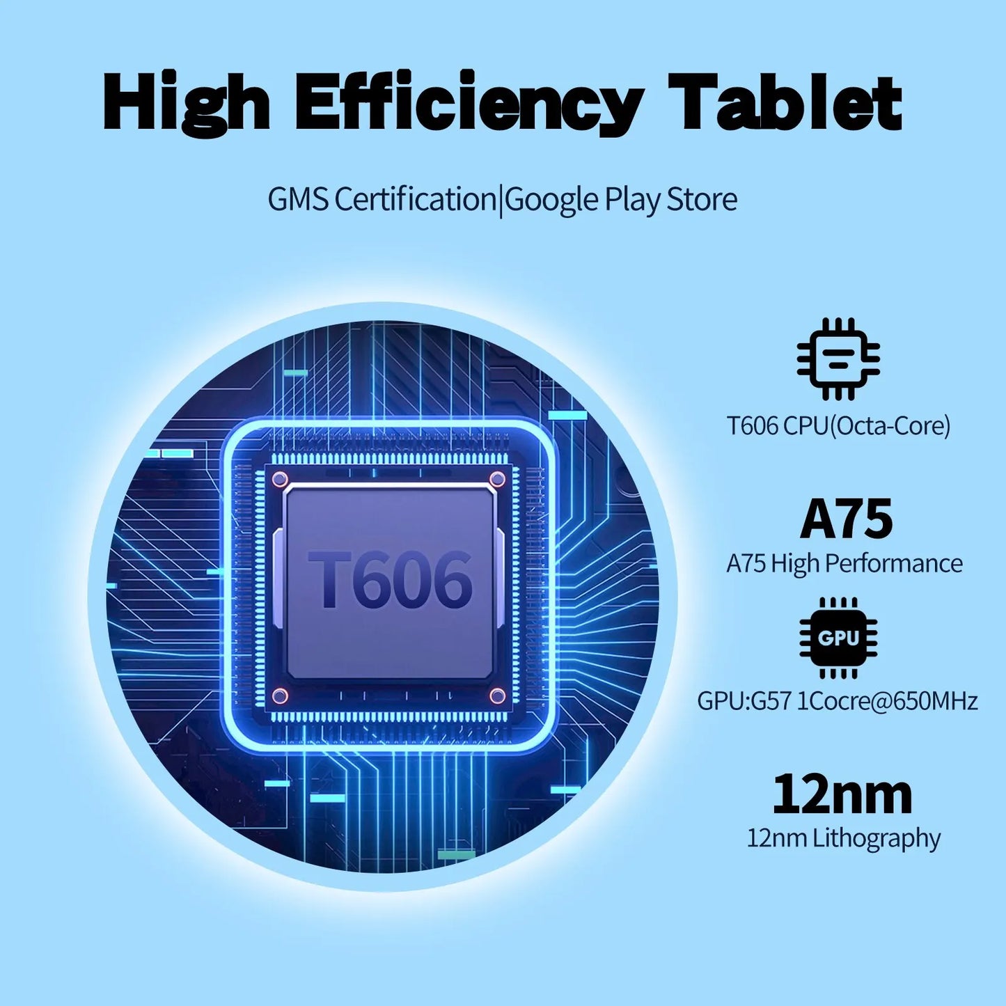 VASOUN Android 14 Tablet 10.1" — 12GB RAM, 128GB ROM, Octa-Core, Dual SIM 4G, WiFi 2.4G/5G, GPS