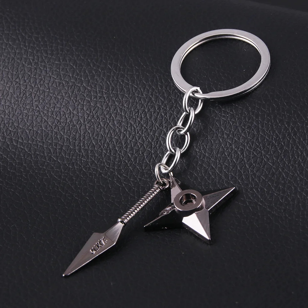 Anime Ninja Kunai & Shuriken Keychain – Metal Cosplay Prop Pendant for Men & Women, Anime Fan Jewelry Bag Charm Gift