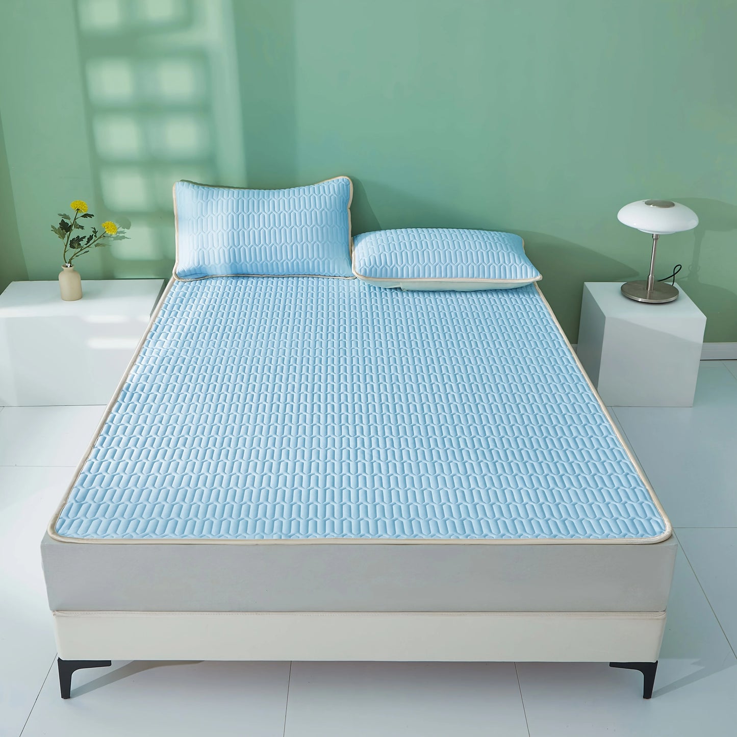 Cool Ice Fabric Mattress Cover - Washable Summer Bedspread with Elastic Four-Corner Fit
