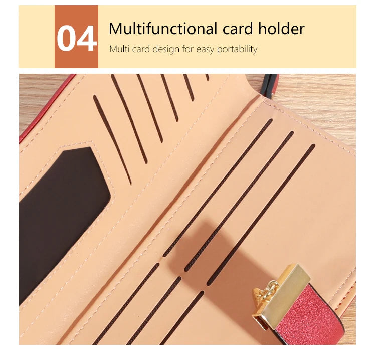 Women’s Long PU Leather Wallet – Gold Hollow Leaf Design Clutch Purse with Coin Pocket & Card Holders