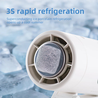 2026 3-in-1 Semiconductor ICE Cooling Turbo Fan – Portable USB Handheld Neck & Waist Mini Fan with LED Display 3000mAh Brushless Motor