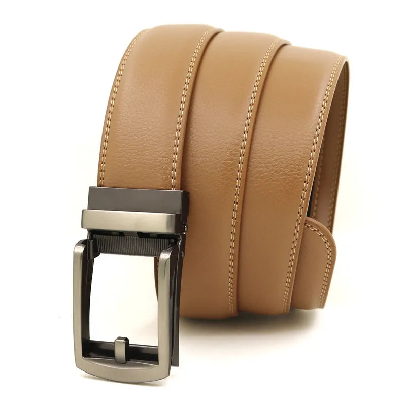Genuine Leather Men’s Belt - Cowhide Luxury Automatic Buckle Business Casual Designer Waist Belt