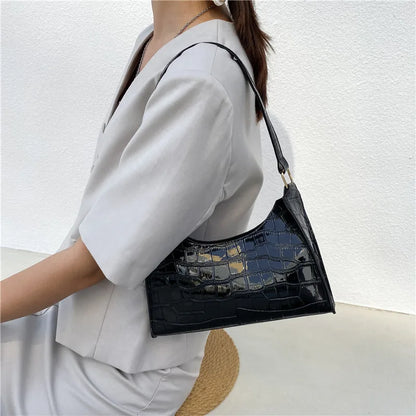 Retro Alligator Pattern PU Leather Handbag for Women – Small Shoulder & Clutch Tote Purse