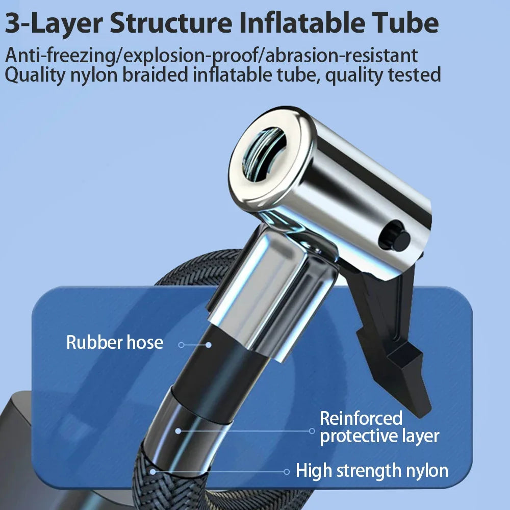 Rechargeable Air Pump – Portable Tire Inflator with Digital Display, Cordless Compressor for Car Tires, Bicycles, and Balls