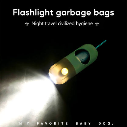LED Light Dog Poop Bags Dispenser - Degradable Waste Bag for Outdoor Pet Cleanup - Portable Dog Cat Cleaning Supplies and Accessories