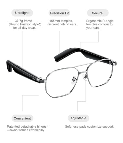 XIAOMI MIJIA Smart Audio Glasses Joyful Edition — Bluetooth 5.2, Detachable Headset, Long Standby, 2h Fast Charge, Anti-Leakage Sound