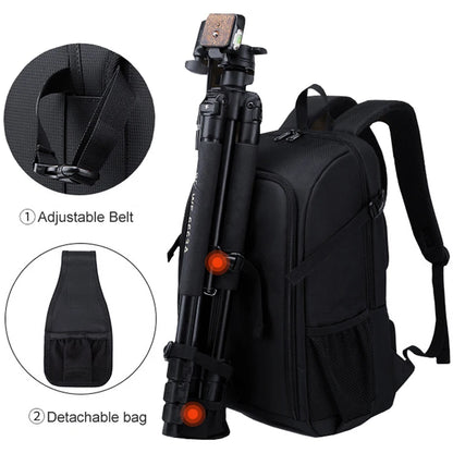 Large Capacity DSLR Camera Backpack - Waterproof Photography Bag with Tripod Holder and Rain Cover for Canon, Nikon, Sony, Pentax