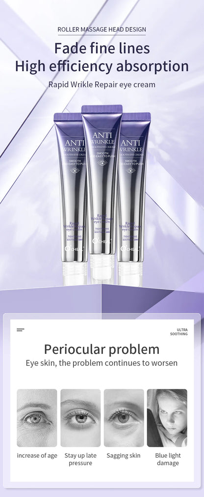 O'CHEAL Anti-Wrinkle Eye Cream Roller – Dark Circle & Puffiness Reducer with Hyaluronic Acid for Anti-Aging Skin Care