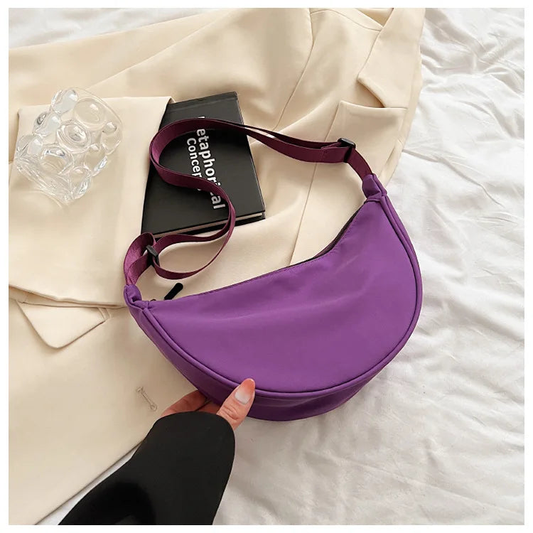 Upgraded Women's Messenger Bag – Simple Design Nylon Hobo, Small Vintage Shoulder Purse & Cloth Handbag
