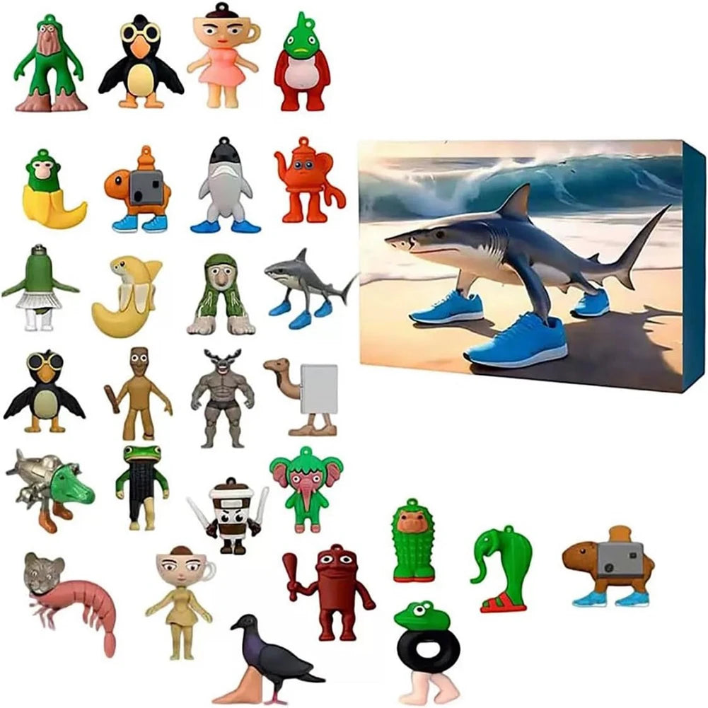 24-Day Advent Calendar – Cartoon Character Collectible Silicone Mini Figures & Surprise Ornaments Gift