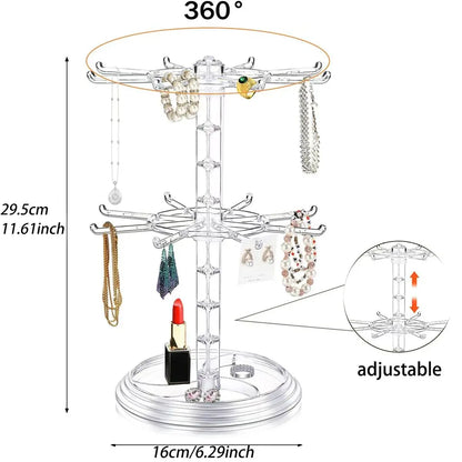 Multifunctional Double-Layer Jewelry Stand - Rotatable Adjustable Detachable Display Rack