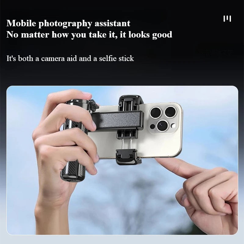 Mini Selfie Stick & Three-Corner Stand – Foldable Phone Holder with Detachable Remote for iPhone & Smartphones, Portable Travel Bracket