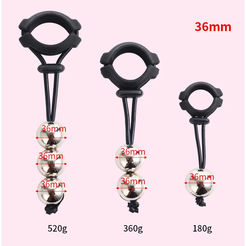 BDSM Male Penis Ring & Extender — Weight-Bearing Stretcher, Enlargement Device with Ball & Semen Lock, Adult Sex Toy for Men