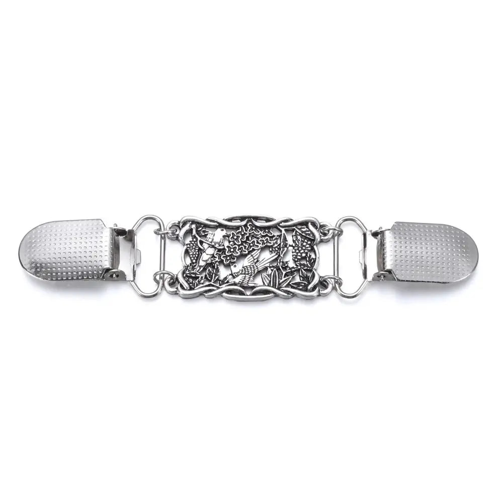 Retro Rhinestone Sweater Shawl Clasp - Antique Flower Duck Mouth Clothing Pin For Cardigans And Shirts