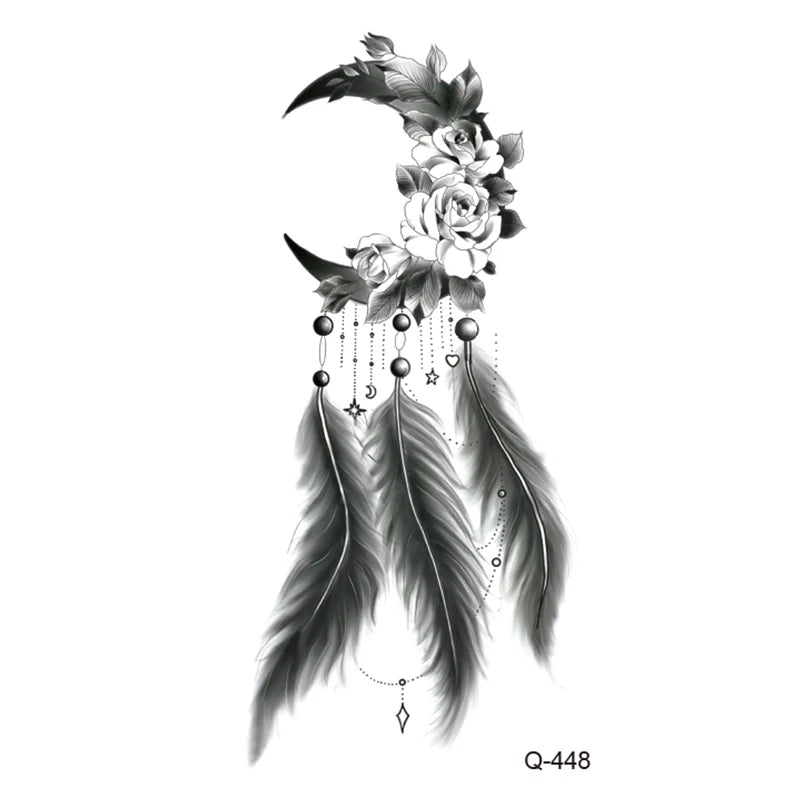 Waterproof Temporary Tattoo Stickers - Mini Black Rose, Butterfly, Arrow, Flower, Wings, Maori, and Snake Designs for Wrist and Neck