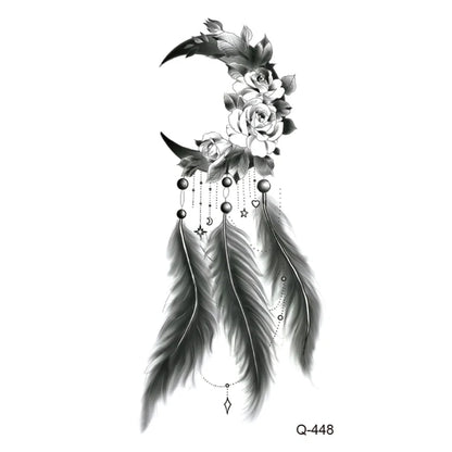 Waterproof Temporary Tattoo Stickers - Mini Black Rose, Butterfly, Arrow, Flower, Wings, Maori, and Snake Designs for Wrist and Neck