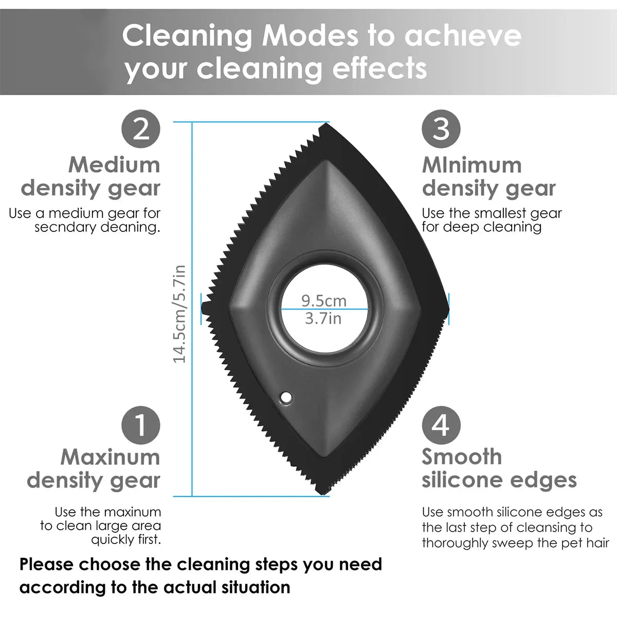 4 Modes Pet Hair Remover Comb Brush – Dog & Cat Hair Detailer, Cleaning Tool for Carpet, Sofa, Cloth, Car Seat, Reusable Rubber Pet Combs