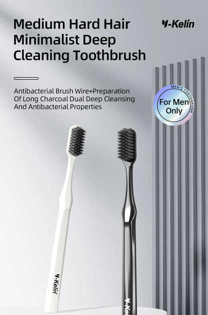 Y-Kelin Extra Hard Bristle Toothbrush Set – Small & Medium Brushes for Men, Household Oral Care