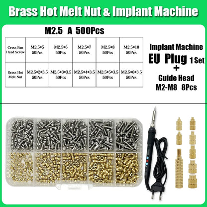 M2 M3 M4 Brass Insert Nuts for Bolt & Screw Implantation – Hot Melt Knurled Thread & Soldering Iron Tip for 3D Printer