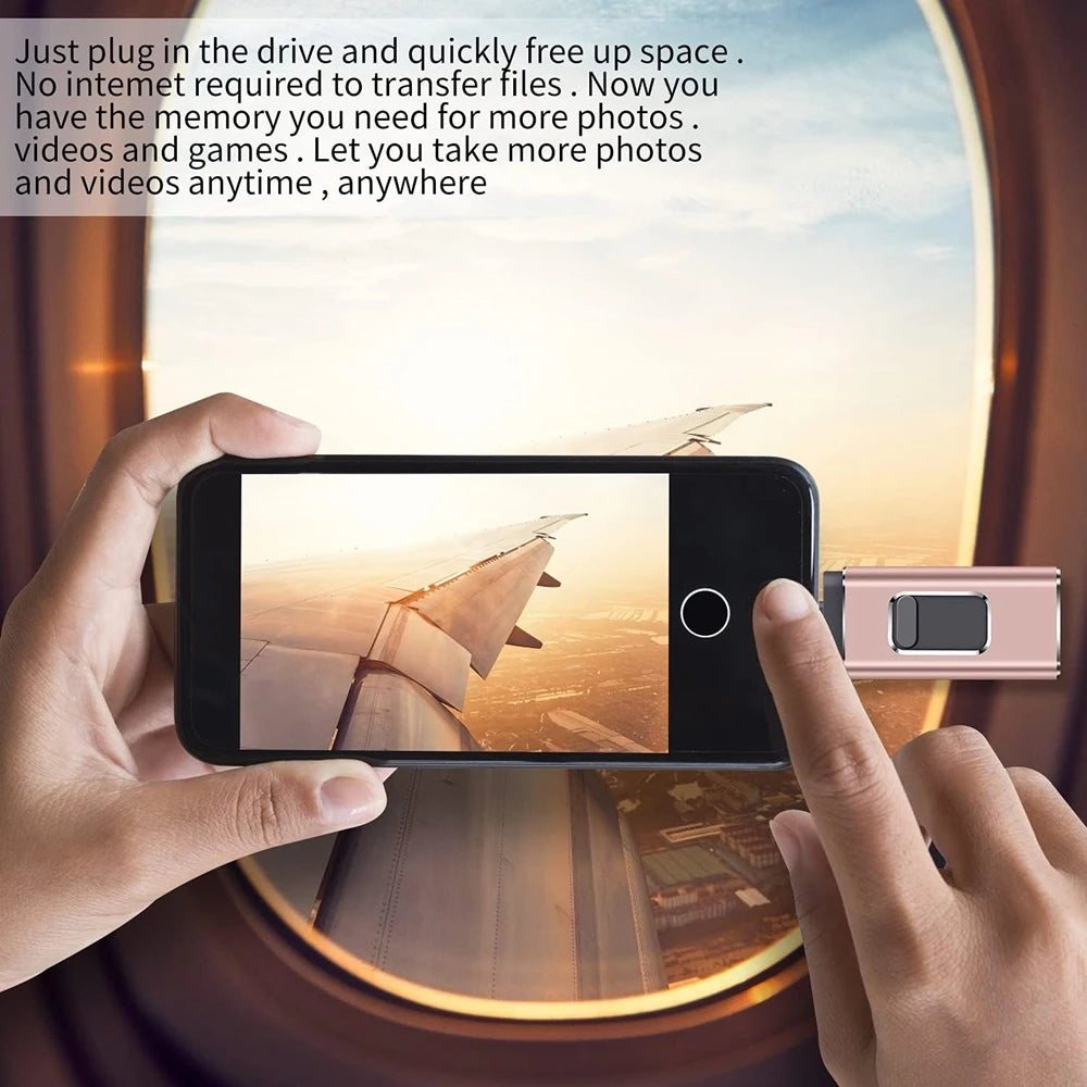 iPhone USB Flash Drive – 3-in-1 USB 3.0 Pen Drive 32GB to 2TB, MFi Certified Memory Stick