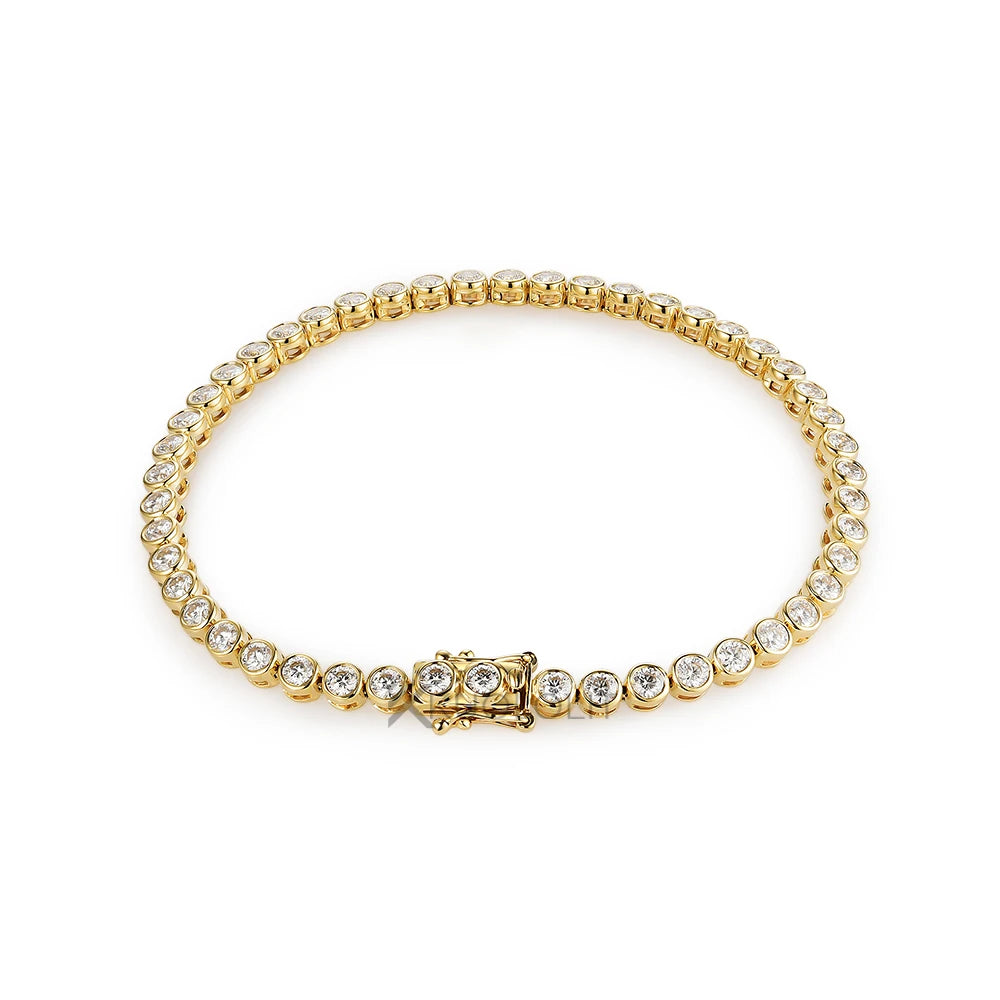 Kuololit Bezel Set Moissanite Tennis Bracelet – Solid 14K/10K/925 Silver, Round D VVS1 for Women, Engagement & Christmas Jewelry