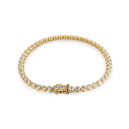 Kuololit Bezel Set Moissanite Tennis Bracelet – Solid 14K/10K/925 Silver, Round D VVS1 for Women, Engagement & Christmas Jewelry