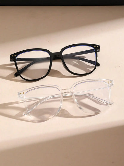 2PCS Classic Square Frame Glasses for Women & Men – Daily Life Eyewear & Clothing Accessories