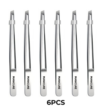 Stainless Steel Tweezers Tool - Precision Eyebrow Eyelash Applicator for Beard & Mustache Grooming