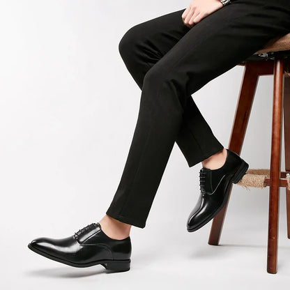 Men's Leather Oxford Dress Shoes - Formal Business Lace-Up Footwear for Office, Wedding & Special Occasions